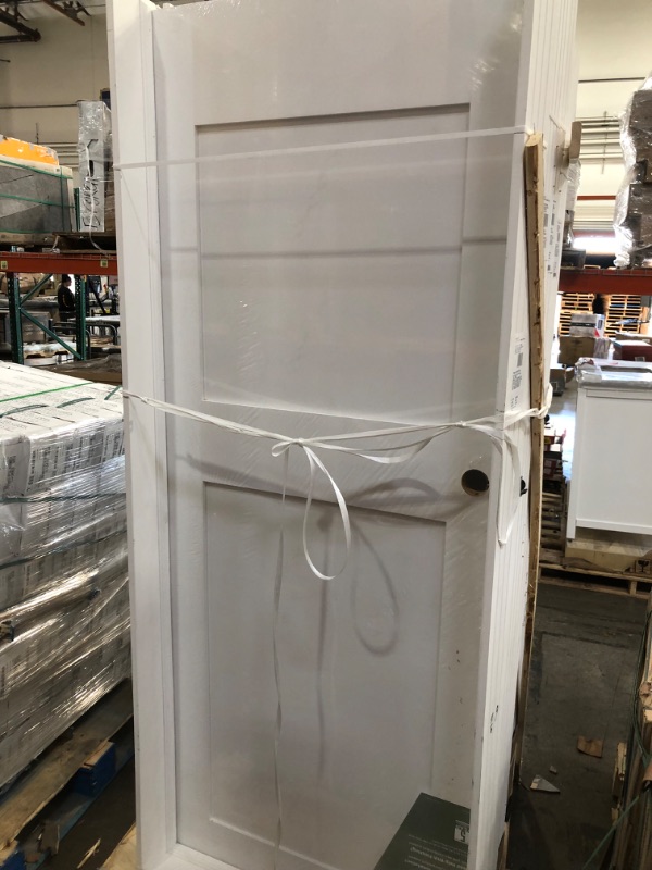 Photo 2 of (COSMETIC DAMAGE TOP)
Shaker Flat Panel 32 in. x 80 in. Right Hand Solid Core Primed HDF Single Pre-Hung Interior Door with 6-9/16 in. Jamb
