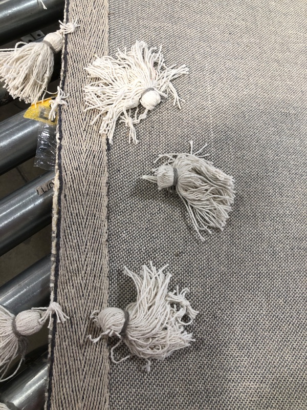 Photo 3 of (TORN OFF ENDS)
5' x 7' Pick Stitch Textured Stripe with Tassel Rug Jet Gray - Hearth & Hand™ with Magnolia

