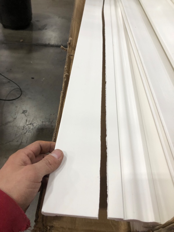 Photo 7 of (MULTIPLE CRACKED/BROKEN PIECES; SCRATCH DAMAGES) 
RPS-4475 H: 5-5/8" x Proj: 1/2" x L: 8' Polyurethane Baseboard Moulding (10 Pack/78+Feet)
