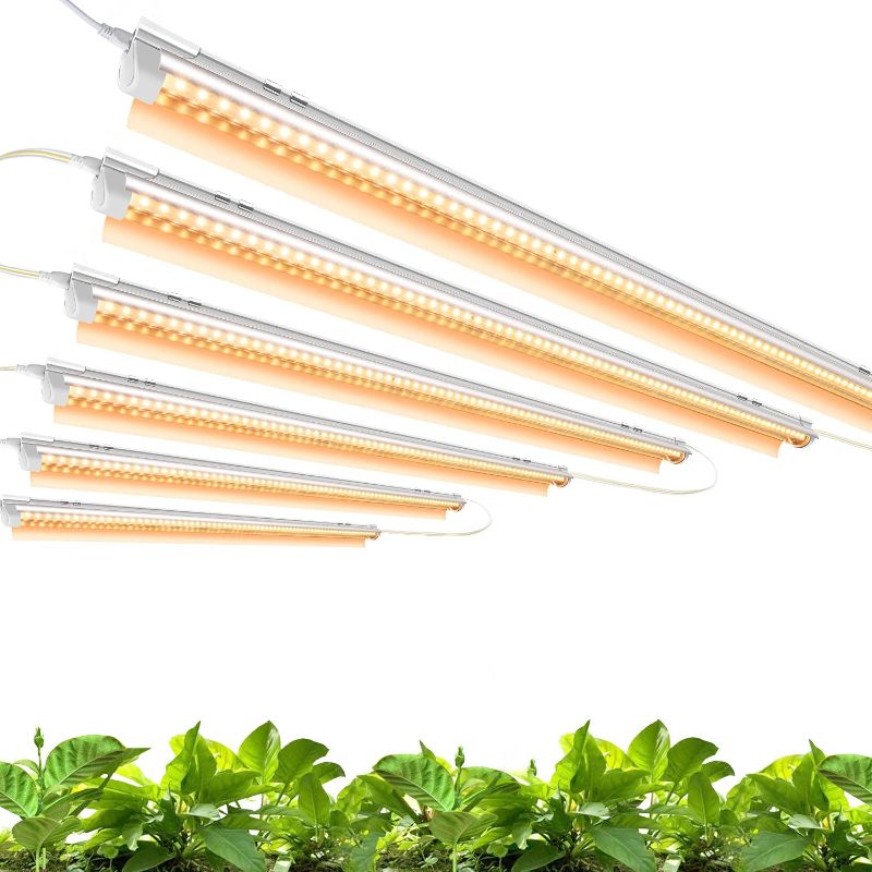 Photo 1 of Monios-L T8 LED Grow Light 4FT, 252W(6×42W) Plant Grow Light Strips with Reflectors, Full Spectrum Sunlight Replacement with High PAR for Indoor Plant, 6-Pack
