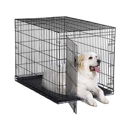 Photo 1 of New World 48" Folding Metal Dog Crate, Includes Leak-Proof Plastic Tray, Dog Crate Measures 48 L X 30 W X 33 H Inches, Fits XL Dog Breeds
