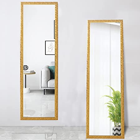 Photo 1 of Beauty4U Full Length Mirror Door Mirror Full Body Dressing Mirror Wall Mounted Hanging for Dorm Home, 50"x 14", Gold
