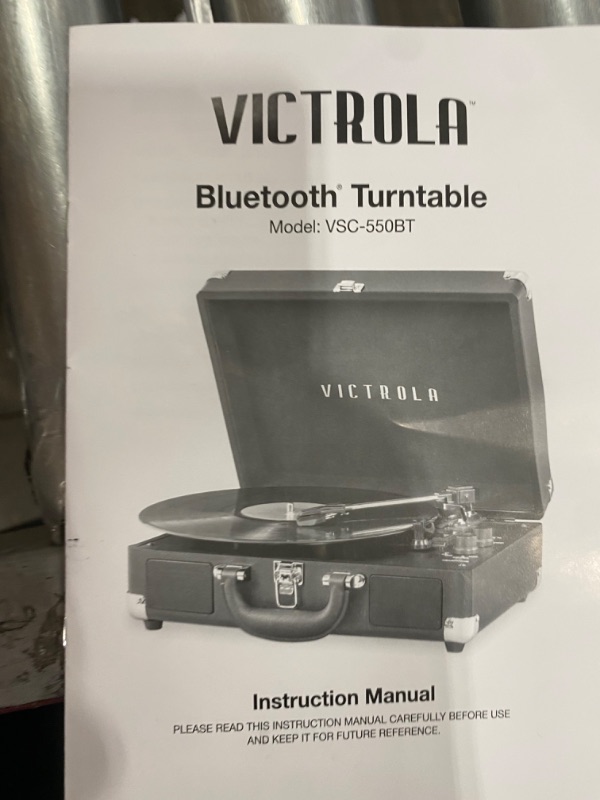 Photo 3 of Victrola Vintage 3-Speed Bluetooth Portable Suitcase Record Player with Built-in Speakers | Upgraded Turntable Audio Sound| Includes Extra Stylus | Black, Model Number: VSC-550BT-BK
