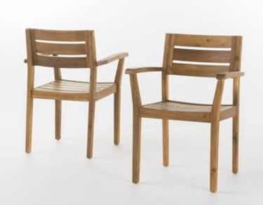 Photo 1 of **SIMILAR PRODUCT DIFFERENT COLOR** - Christopher Knight Home Hermosa Outdoor Acacia Wood Arm Chairs, 2-Pcs Set,
