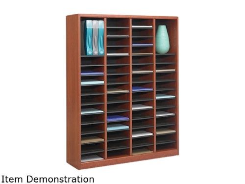 Photo 1 of **INCOMPLETE BOX 2 OF 2** - E-Z Stor Wood Literature Organizer, 60 Compartments Cherry
