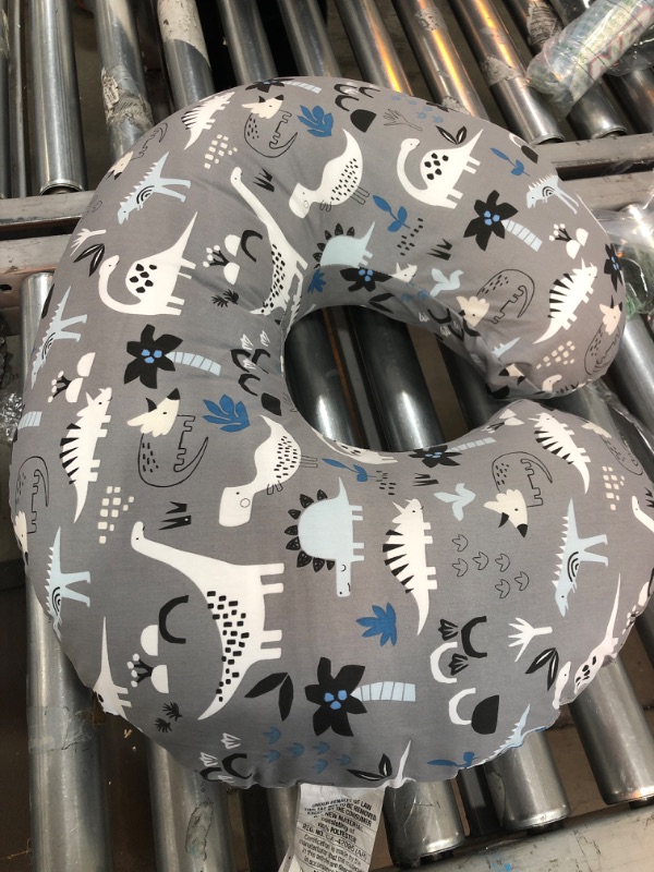 Photo 2 of Boppy Nursing Pillow and Positioner—Original | Gray Dinosaurs with White, Black and Blue | Breastfeeding, Bottle Feeding, Baby Support | With Removable Cotton Blend Cover | Awake-Time Support
