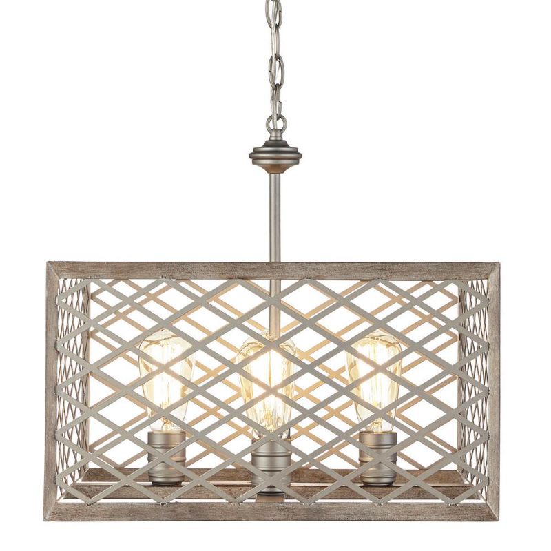 Photo 1 of Home Decorators Collection Wallace Manor Collection 4-Light Gilded Pewter Pendant with Interweaving Open Cage Frame
