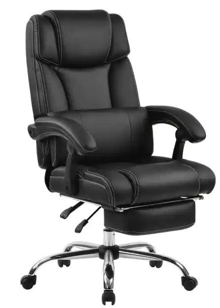 Photo 1 of Black High quality PU leather Office Chairs with Support Cushion and Footrest
