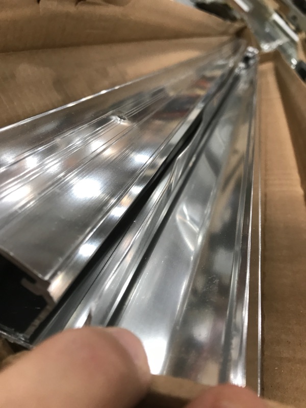 Photo 6 of (BENT METAL ENDS; DAMAGED GLASS CORNER) 
Frameless Bypass Slider (2 glass: 69" X 30.5" per glass)
QCI-5329
3/8” or 1/4” Glass Bypass Slider with Exposed Rollers