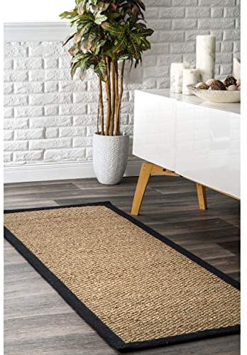 Photo 1 of (TORN MATERIAL) nuLOOM Elijah Seagrass Natural Runner Rug, 2' 6" x 6', Black
