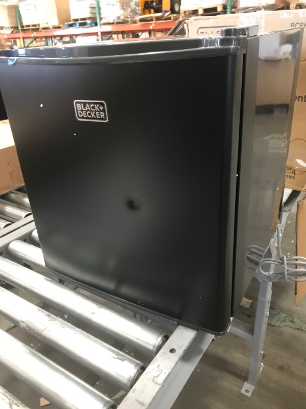 Photo 6 of (DENTED FRNT/CORNER) 
BLACK+DECKER BCRK17B Compact Refrigerator Energy Star Single Door Mini Fridge with Freezer, 1.7 Cubic Feet, Black
