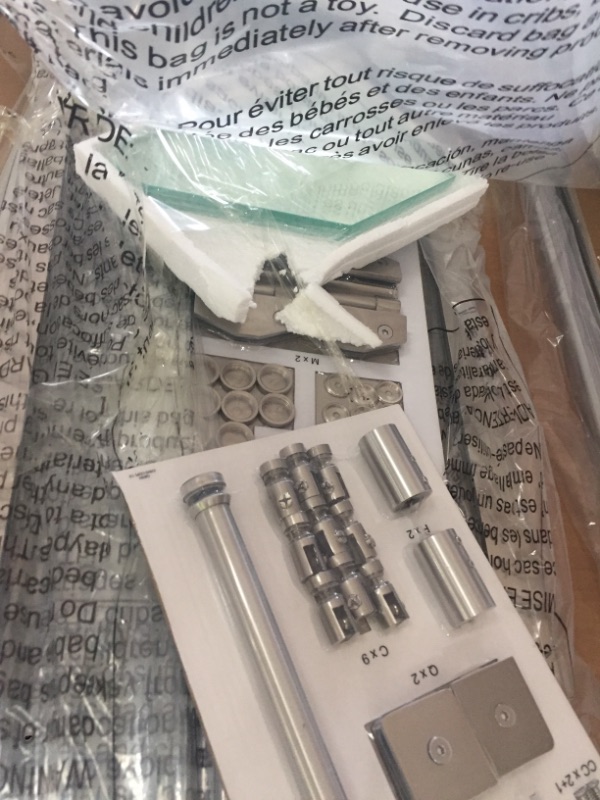 Photo 4 of *****INCOMPLETE*****Glamour 34 in. x 76.40 in. Corner Drain Corner Shower Kit in Satin Nickel and White *** Incomplete Set****** Box 1 and Box 3*** 
