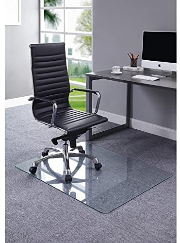 Photo 1 of Premium Heavy Duty .25" Thick Tempered Glass Chair Mat, 36" x 46" Life Time Guarantee, Thickest Office Chair Mat for Carpet & Hardwood Floors, Protect Your Home or Office Floors - 1 Each
