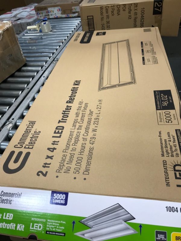 Photo 1 of 2 ft. x 4 ft. 100-Watt Equivalent White Integrated LED Retrofit Troffer Kit 4000K Bright White 5000 Lumens

