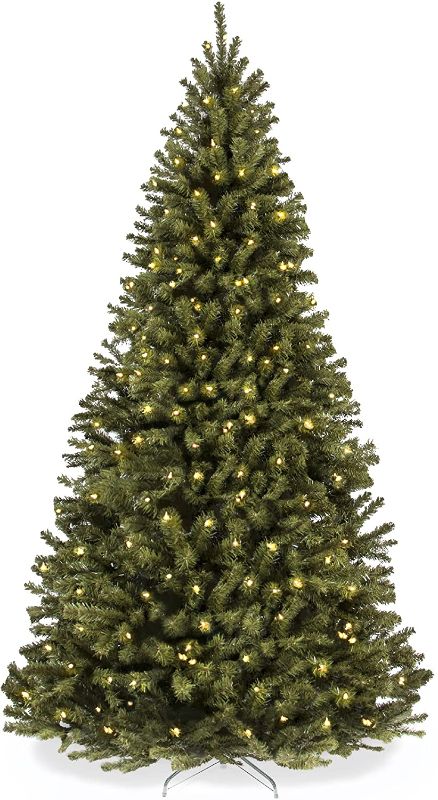 Photo 1 of  6ft Pre-Lit Spruce Hinged Artificial Christmas Tree w/ 250 UL-Certified Incandescent Warm White Lights, Foldable Stand
