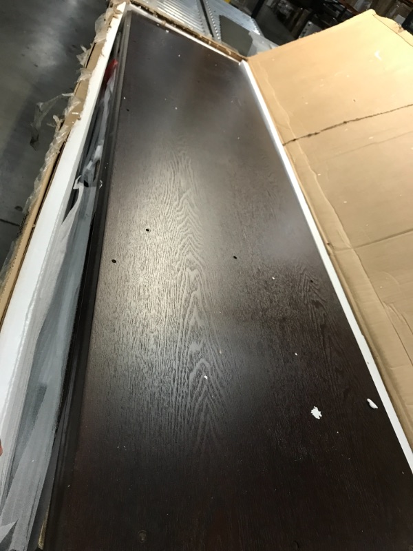 Photo 1 of **DAMAGED**
Walker Edison Brahm Classic Glass Door Storage TV Console for TVs up to 80 Inches, 70 Inch, Espresso Brown

