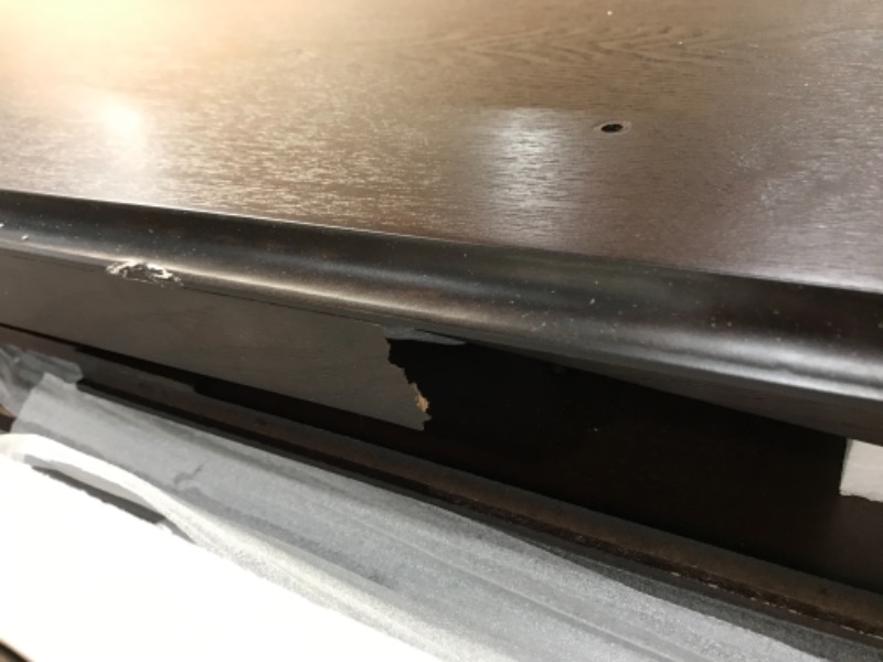 Photo 1 of **DAMAGED**
Walker Edison Brahm Classic Glass Door Storage TV Console for TVs up to 80 Inches, 70 Inch, Espresso Brown
