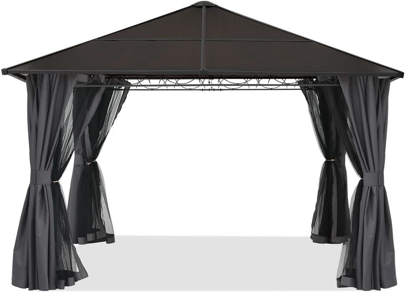 Photo 1 of **INCOMPLETE**
ABCCANOPY 10x10 Hardtop Gazebo for Outdoor Garden Patio,Steel Frame with Privacy Curtains and Netting (Dark Gray)
