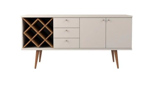 Photo 1 of **PARTS ONLY** **
Utopia Off-White and Maple Cream 4-Bottle Wine Rack Sideboard Buffet Stand with 3-Drawers and 2-Shelves
