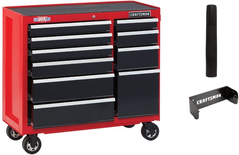 Photo 1 of **PARTS ONLY**
CRAFTSMAN Tool Cabinet with Drawer Liner Roll & Magnetic Towel Holder, 41-Inch, Rolling, 10 Drawer, Red 
