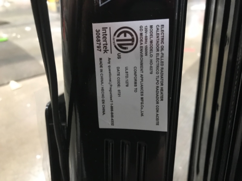 Photo 1 of Pelonis 1,500-Watt Oil-Filled Radiant Electric Space Heater with Thermostat