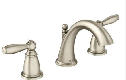 Photo 1 of  Brantford 8 in. Widespread 2-Handle High-Arc Bathroom Faucet Trim Kit in Brushed Nickel (Valve Not Included)