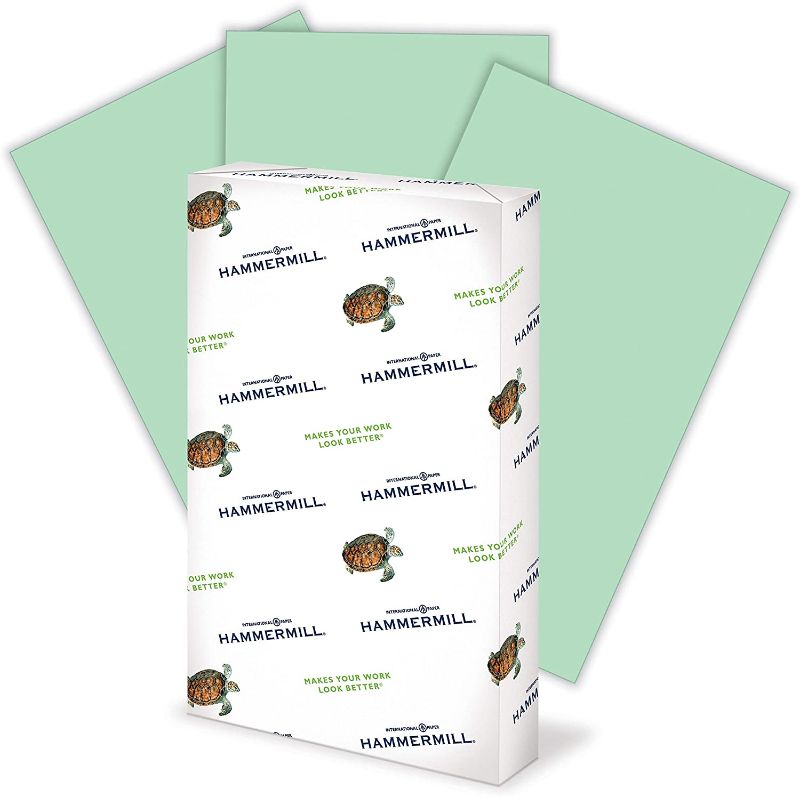 Photo 1 of 10 pck-Hammermill 103374 Multi-Use Color Paper, 8-1/2 X 14, 20Lb, Green, 500 Sheets/Ream