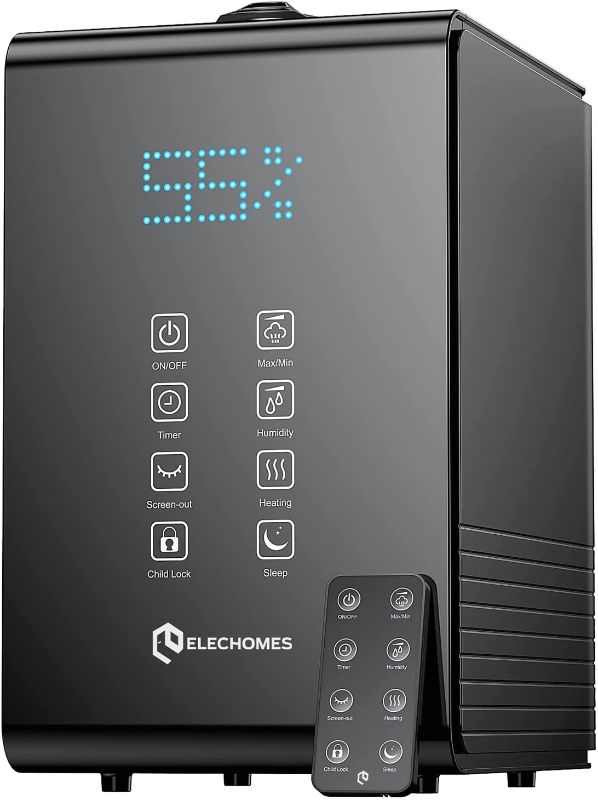 Photo 1 of Elechomes SH8820 Humidifier, 5.5L Top Fill Warm and Cool Mist Humidifiers for Large Room Bedroom Plants with Remote Control, 20db Ultra Quiet, LED Display, 600ml/h Max Humidity, Auto Shut-off, Black