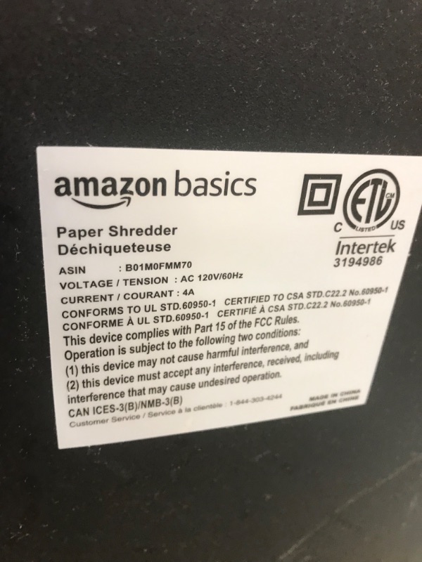 Photo 2 of Amazon Basics 15-Sheet Cross-Cut Paper, CD Credit Card Office Shredder