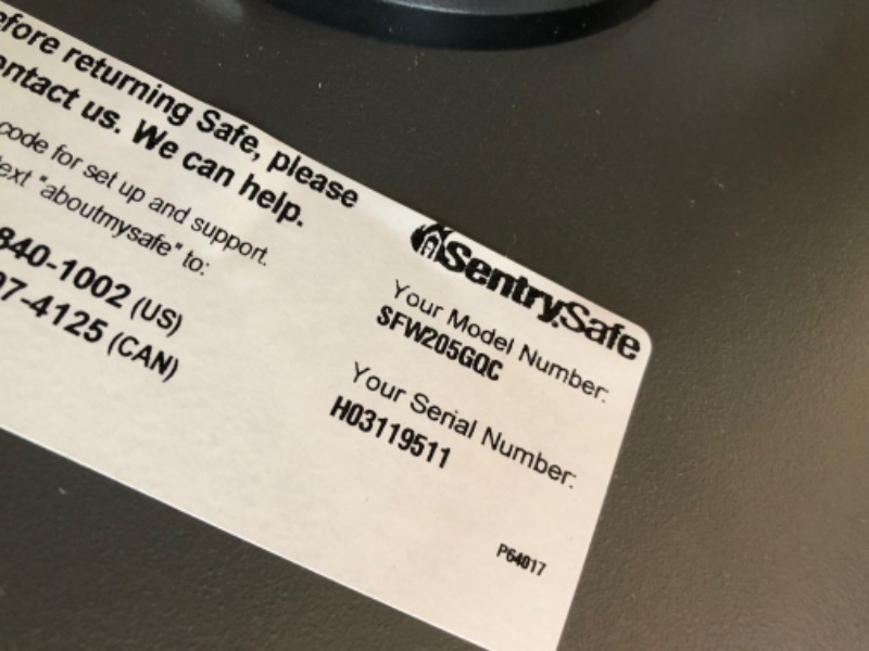 Photo 3 of *MISSING manual*
SentrySafe SFW205GQC Fireproof Safe and Waterproof Safe with Digital Keypad 2.05 Cubic Feet Gray/Black, 19.3 x 18.6 x 23.8 inches

