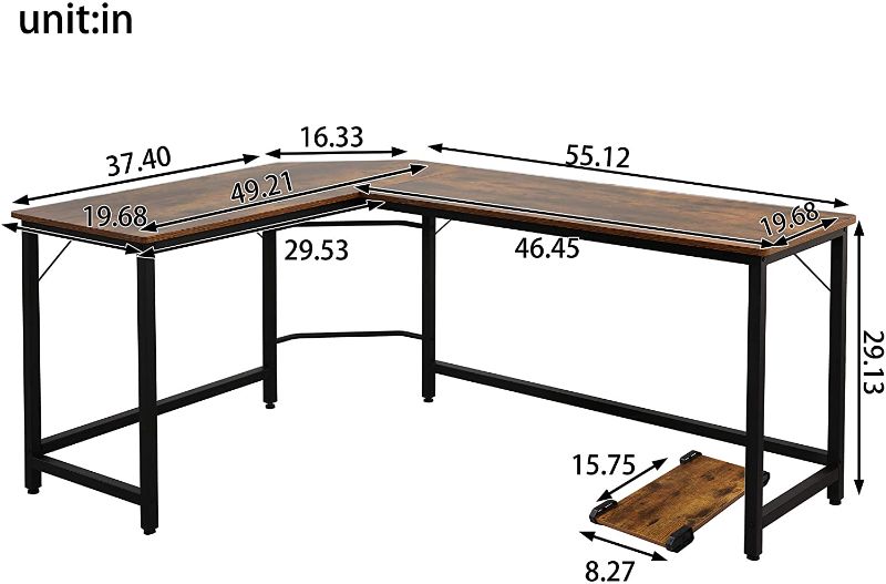 Photo 1 of *MISSING manual* 
AWQM L-Shaped Computer Desk, Corner Desk with CPU Stand, 62.99L x 49.21W x 29.13H, Rustic Brown
