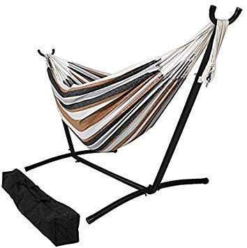 Photo 1 of *USED*
*MISSING hammock ane some hardware*
OceanTailer Brazilian Double Hammock Bed with Stand for 2 Person, with Carrying Pouch, 125 inches long x 60 inches wide