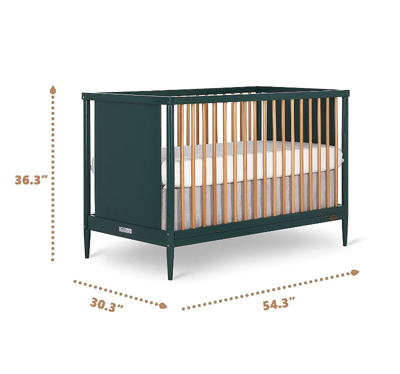 Photo 1 of *USED*
*MISSING hardware*
*SEE last picture for damage* 
Dream on Me Clover 4 in 1 Modern Island Crib with Rounded Spindles, Olive