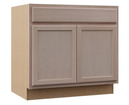 Photo 1 of *MISSING shelfs*
Hampton Bay Hampton Unfinished Recessed Panel Stock Assembled Sink Base Kitchen Cabinet (36 in. x 34.5 in. x 24 in.)