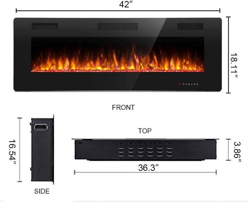 Photo 1 of ***PARTS ONLY*** 
*MISSING manual*
Antarctic Star 42 Inch Electric Fireplace in-Wall Recessed and Wall Mounted, 750/1500W Control by Touch Panel & Remote
