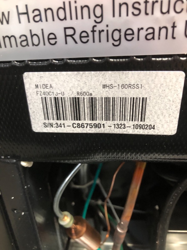 Photo 6 of *light is out, needs to be replaced* 
Midea WHS-160RSS1 Single Reversible Compact Refrigerator, 4.4 Cubic Feet, Stainless Steel
