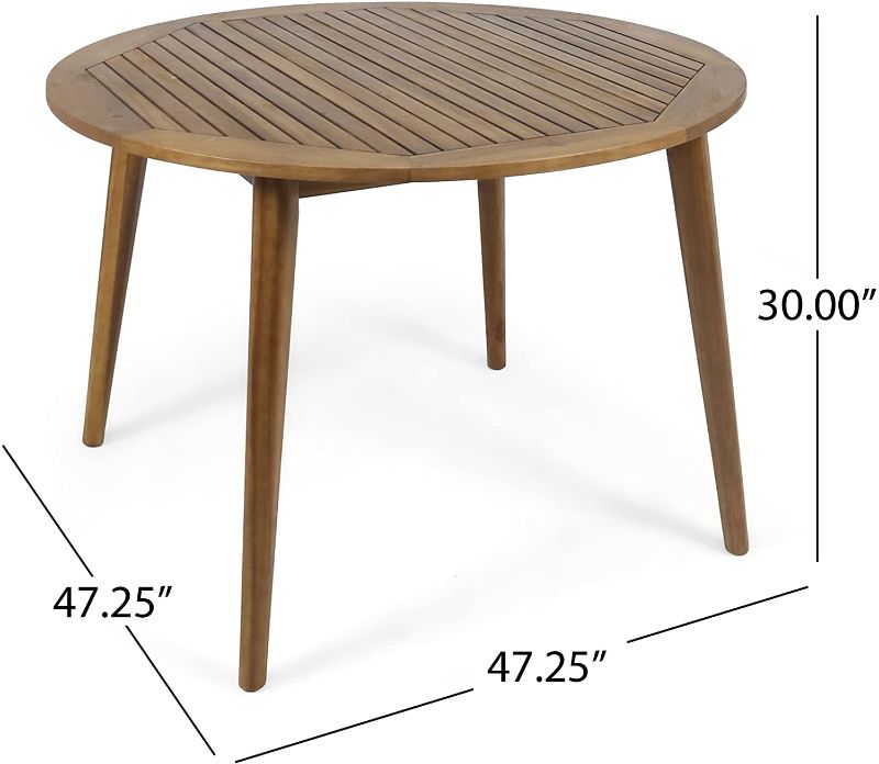 Photo 1 of *MISSING hardware and manual* 
Christopher Knight Home 305153 Nick Outdoor Acacia Wood Round Dining Table, Teak Finish
