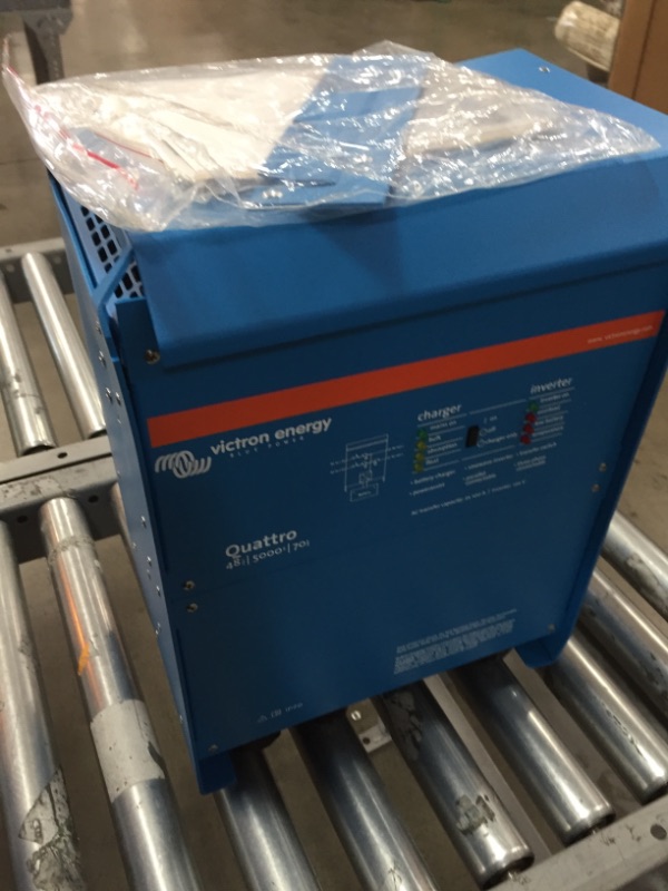 Photo 1 of Similar to the MultiPlus, the Quattro is also a combined inverter and charger. Additionally it can accept two AC inputs and automatically connect to the active source. Its many features include a true sine wave inverter, adaptive charging, hybrid PowerAss