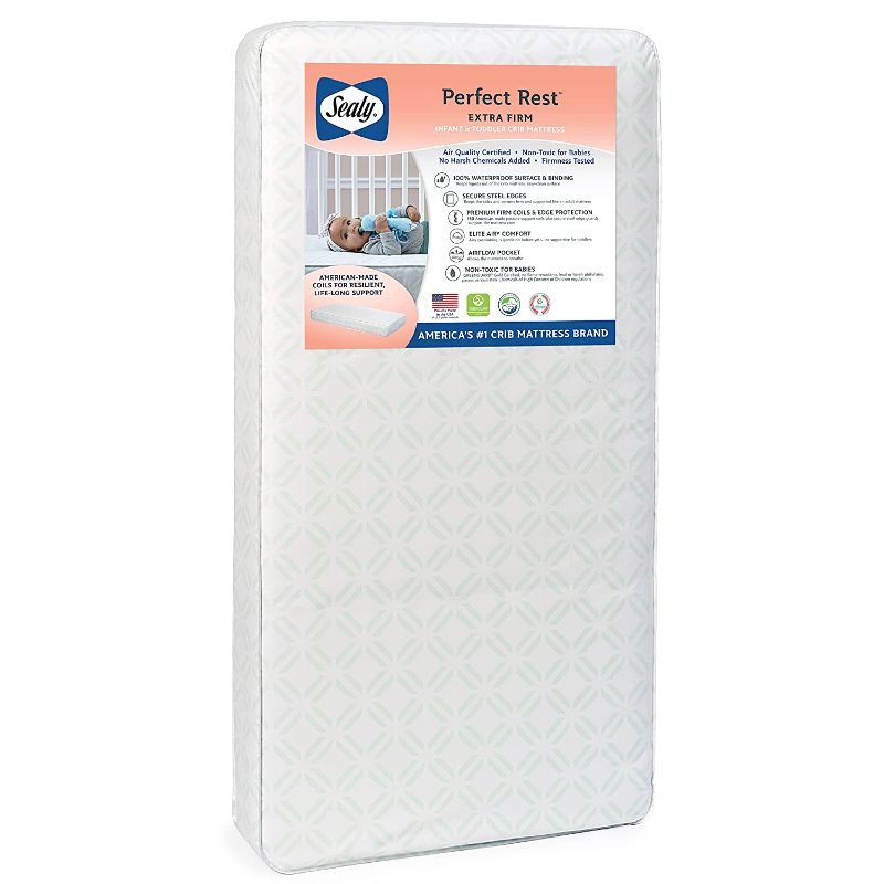 Photo 1 of Sealy Baby - Perfect Rest - Extra Firm Toddler and Baby Crib Mattress – Waterproof, Airy Comfort
SIZE 27''X52''