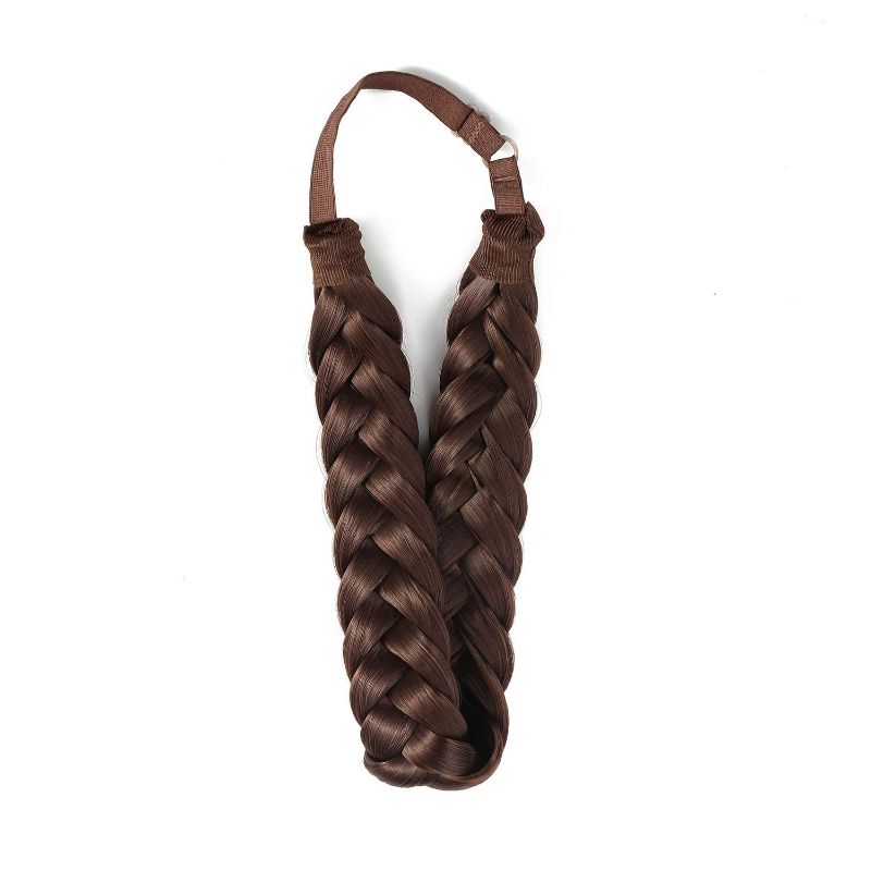 Photo 1 of QUEYING Braid Headbands For Women Looking Natural Fashion Two Strand Synthetic Hair Band Accessories 110g - Light Brown (6A-33-55#)
