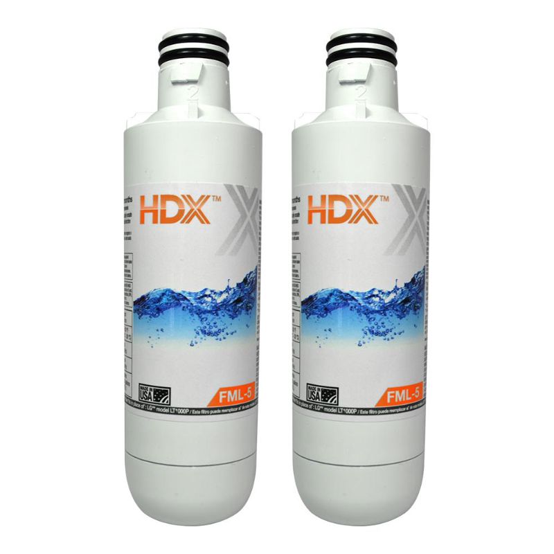 Photo 1 of HDX FML-5 Premium Refrigerator Water Filter Replacement Fits LG LT1000P (2-Pack)
