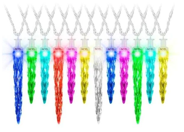 Photo 1 of 23 ft. ColorMotion 24-Light Multi Color Deluxe Christmas Icicle LED String Light
