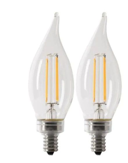 Photo 1 of 60-Watt Equivalent A15 E12 Candelabra Dimmable CEC Clear Glass LED Ceiling Fan Light Bulb in Daylight (2-Pack) and 100-Watt Equivalent CA10 Candelabra Dimmable Filament CEC Clear Chandelier E12 LED Light Bulb, Daylight 5000K (2-Pack)

