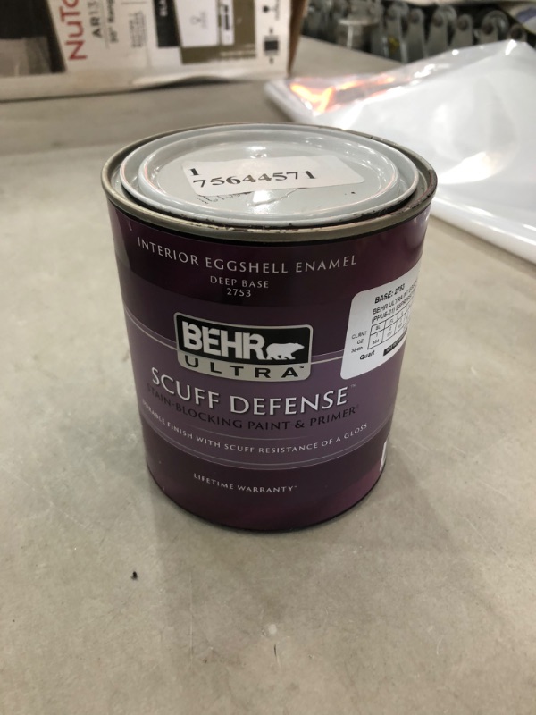 Photo 1 of BEHR ULTRA SCUFF DEFENSE INTERIOR EGGSHELL ENAMEL 29 fl oz 
**NO STOCK PHOTO FOUND**