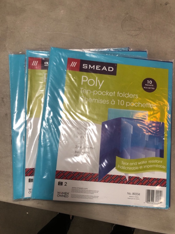 Photo 2 of 3 PACK: Smead 10-Pocket Organizer, Letter Size, 2 per Pack, 1 Each of Dark Blue and Teal (89204)
