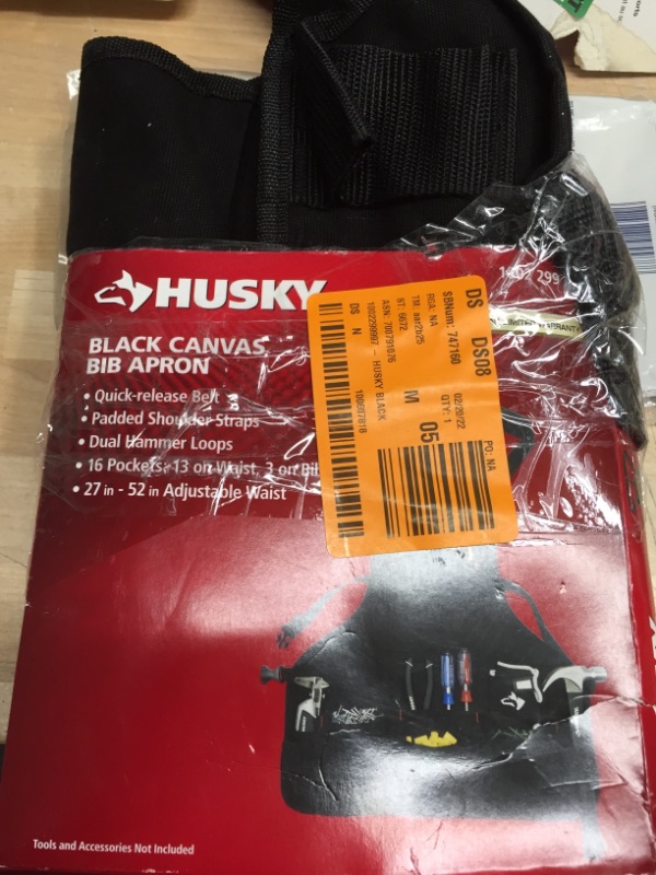 Photo 2 of Husky
23 in. 16-Pocket Black Canvas Bib Tool Apron