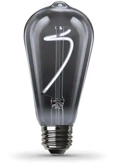 Photo 1 of Feit Electric
2 pack 25-Watt Equivalent ST19 Dimmable Spiral Filament Smoke Glass E26 Vintage Edison LED Light Bulb, Daylight