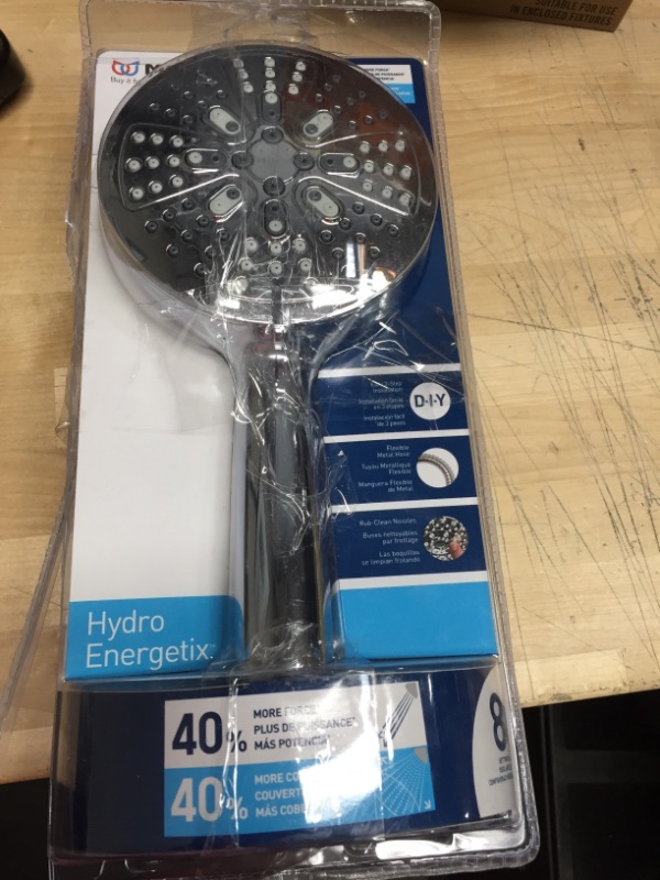Photo 2 of 
MOEN
HydroEnergetix 8-Spray Patterns with 1.75 GPM 4.75 in. Wall Mount Single Handheld Shower Head in Chrome