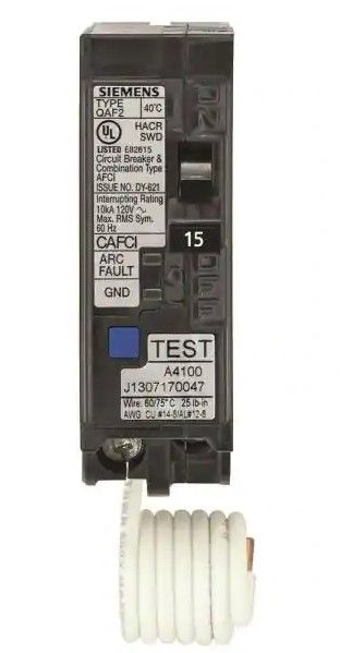 Photo 1 of Siemens
15 Amp 1 in. Single-Pole Combination AFCI Circuit Breaker