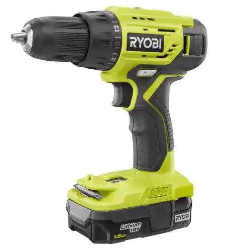 Photo 1 of 
RYOBI
ONE+ 18V Lithium-Ion Cordless 1/2 in. Drill/Driver Kit with (1) 1.5 Ah Battery and 18V Charger